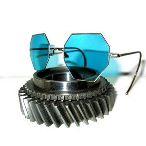 Antique Willson Aqua Blue Octagon Sunglasses Vtg Steampunk Glasses Spectacles W